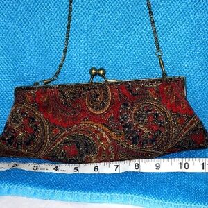 Elegant Vintage Red Paisley Bag 11"